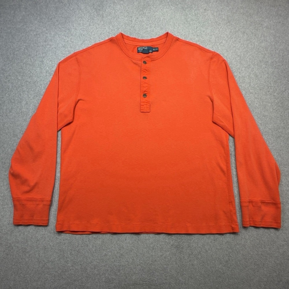 Polo Ralph Lauren Henley Shirt Mens XL Orange Long Sleeve Cotton Tee Casual